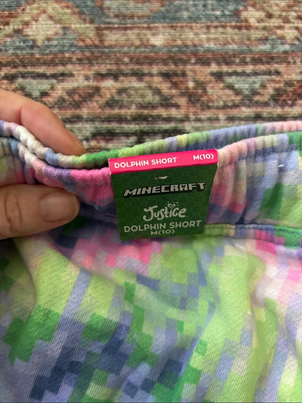 Minecraft Justice Girls' Pixel Print Active Shorts - Multicolor NWT